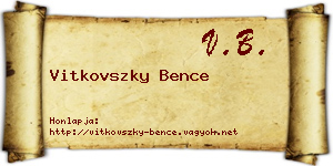 Vitkovszky Bence névjegykártya